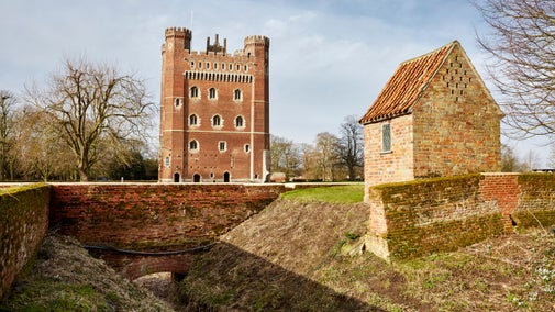 View from the moat of the east front at Tattershall Castle, Lincolnshire
